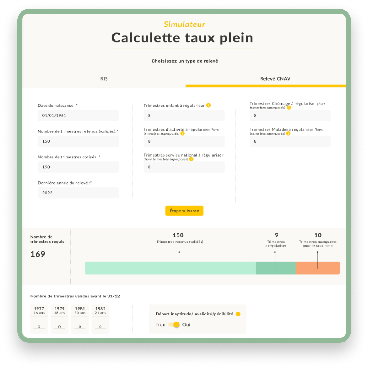 Calculette Taux plein